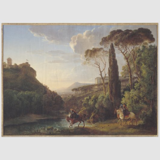 Ridders in het Italiaanse landschap Ephemera Decou Tissuepapier (Voorkant)