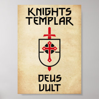 Ridders Tempeliers  Papyrus Deus Vult Middeleeuws Poster