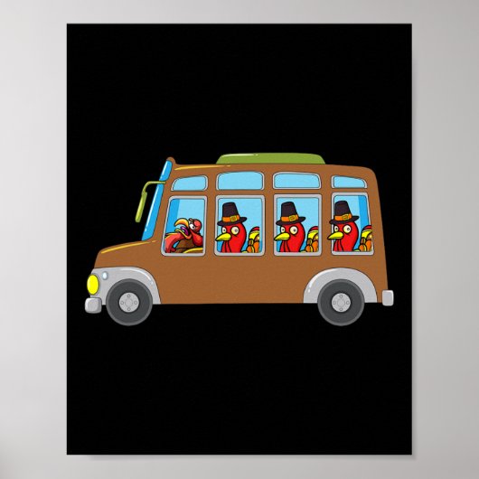 Ridderschool bus Thanksgiving Dag Funny Fa Poster (Voorkant)