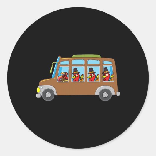 Ridderschool bus Thanksgiving Dag Funny Fa Ronde Sticker (Voorkant)