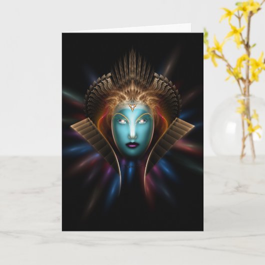Riddian Queen Fractal Art Wenskaart Kaart (Gele Bloem)