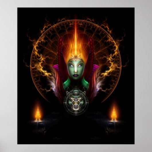 Riddian Queen of Fire Fractal Art Composition Poster (Voorkant)