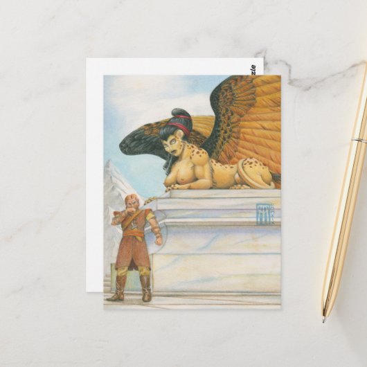Riddle Sphinx Briefkaart (Voorkant / Achterkant in situ)