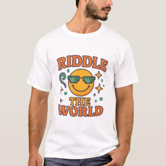 "Riddle the World" Cool Retro Smiley Graphic T-shirt