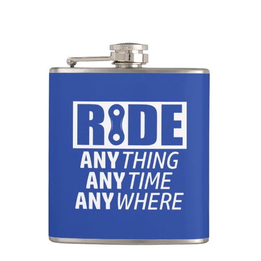 Ride, alles, altijd, overal heupfles (Voorkant)