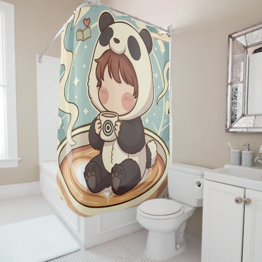 Ride Aventureuse du Panda Ludique Rideau de Douche (En situation)