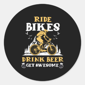 Ride Bikes Drink Beer Bicycle Mountain Bike Gift Ronde Sticker