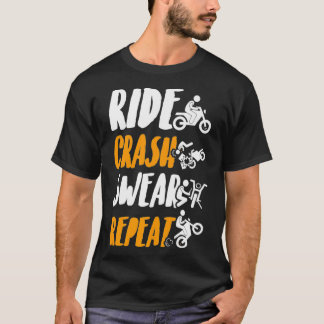 Ride Crash Swear Repeteren motorfiets motorfiets T-shirt