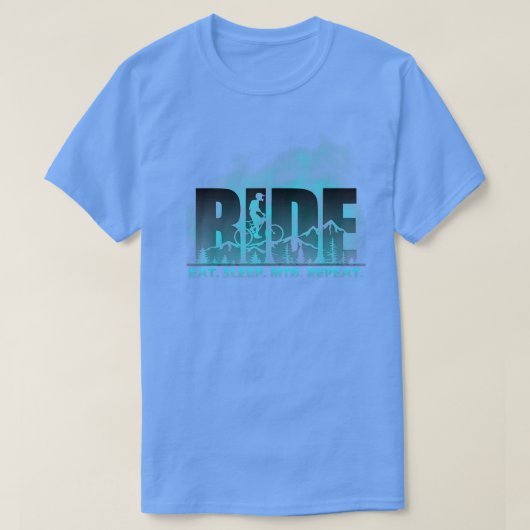 Ride Eat Sleep MTB Herhaal mountainbiking 1301 T-shirt (Design voorkant)