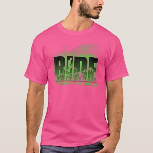 Ride Eat Sleep MTB Herhalen mountainbiking 1 T-shirt (Voorkant)