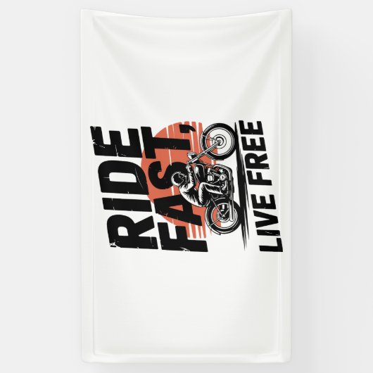 Ride Fast Live Gratis Fietser T-shirt Spandoek (Verticaal)