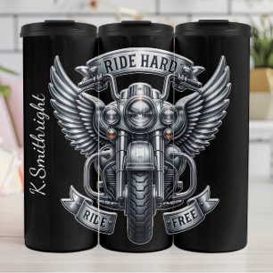 Ride Hard Ride Free Winged Motorcycle Thermosbeker