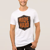 "Ride Hard" Rustic Biker Emblem Tri-Blend Shirt (Voorkant)