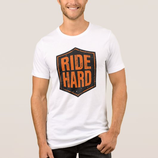 "Ride Hard" Rustic Biker Emblem Tri-Blend Shirt (Voorkant)