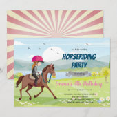 Ride horseback-jarig meisje kaart (Voorkant / Achterkant)