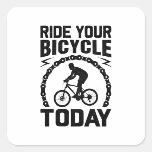 Ride je fiets vandaag op de fiets vierkante sticker