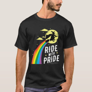 Ride met de pride LGBT Gay Lesbian Witch Halloween T-shirt