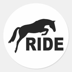 RIDE met jokerpaard (zwart) Ronde Sticker