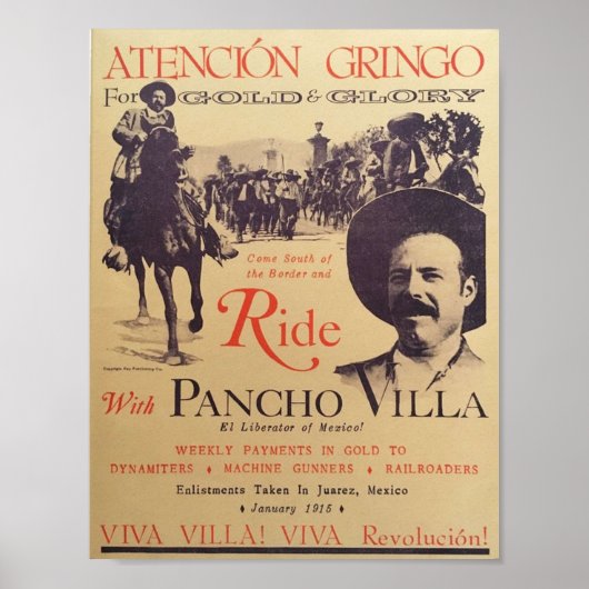 Ride met Pancho Villa Old Poster (Voorkant)