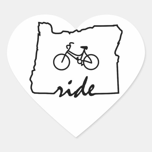 Ride Oregon (fietsen) Hart Sticker (Voorkant)