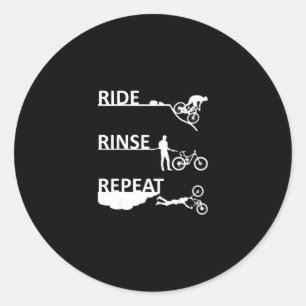 Ride Rinse Herhaal Funny Mountain Bike Ronde Sticker