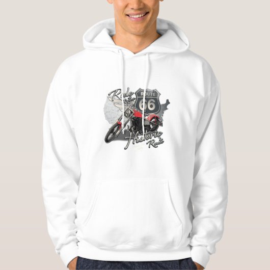 Ride Route 66,  Motorcycle Hooded Sweatshirt (Voorkant)