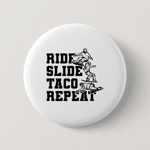 Ride Slide Taco Herhaal Snowboarder Snowboarden Ronde Button 5,7 Cm