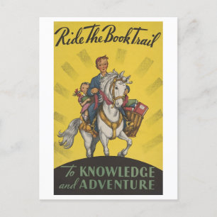 "Ride the Book Trail"  Bibliotheek Poster Briefkaart