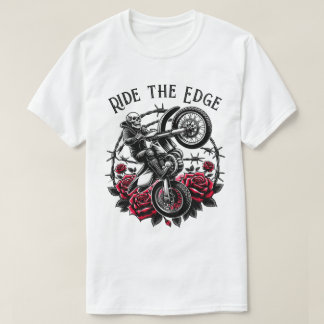 Ride The Edge" Motorcross Skull & Rozen Graphic T-shirt