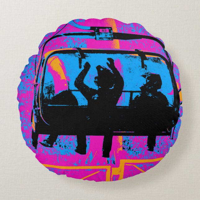 Ride the Mountain - Mountain Bikers Rond Kussen (Voorkant)