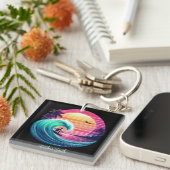 Ride the Wave bij zonsondergang Sleutelhanger (Voorkant Rechts)