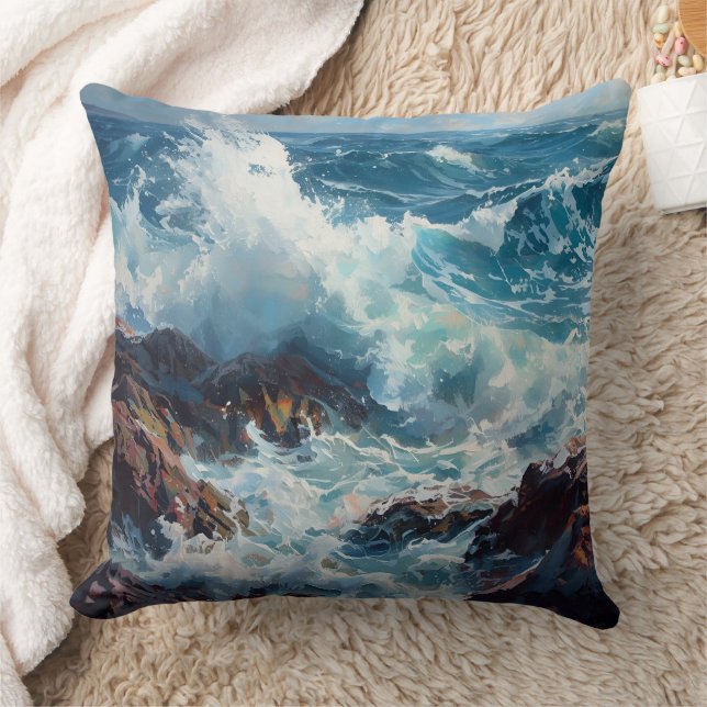 Ride the Wave – Ocean Vibes Coastal Decorative  Kussen (Deken)