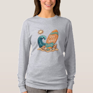 Ride the Waves Surfboard Illustratie - Lange Mouwe T-shirt
