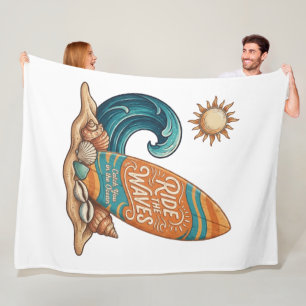 Ride the Waves Surfboard Illustratie - Tropisch B Fleece Deken