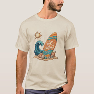 Ride the Waves Surfboard Illustratie - Tropisch S T-shirt