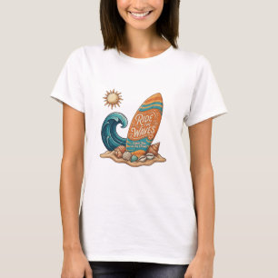 Ride the Waves Surfboard Illustratie - Tropisch S T-shirt