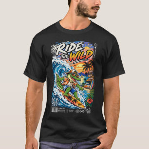 Ride the Wild – Surfen op Krokodil T-shirt