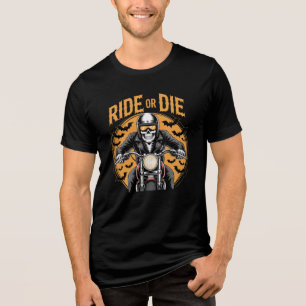 Ride Till I Die - Skeleton Biker Halloween T-shirt