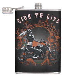 Ride to Life beroemd gemaakt door Biker Girl Heupfles