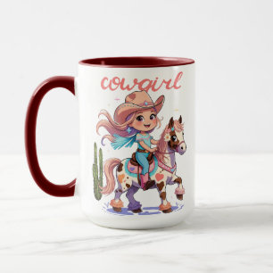 Ride with Joy - Schattigee cowgirl op haar gevlekt Mok