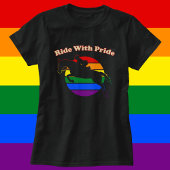 Ride with Pride - LGBTQ Retro Sunset Hunter Jumper T-shirt