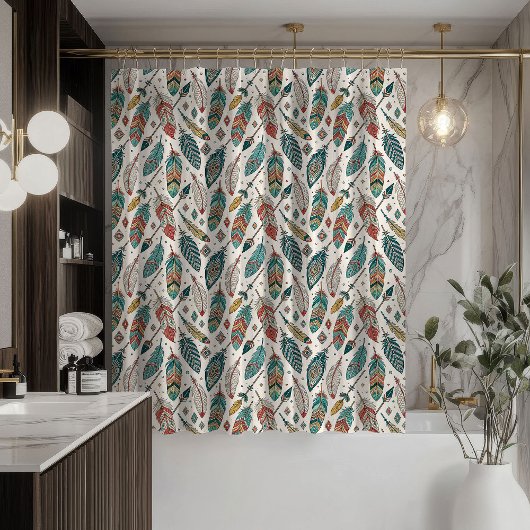 Rideau à motif de plumes tribal ethnique