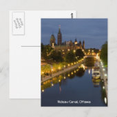 Rideau Canal en Parlement Gebouwen bij nacht Briefkaart (Voorkant / Achterkant)
