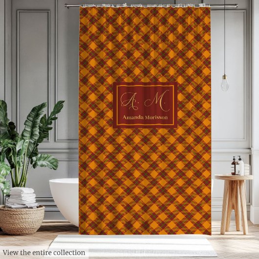 Rideau d'automne personnalisé de style tartan à la