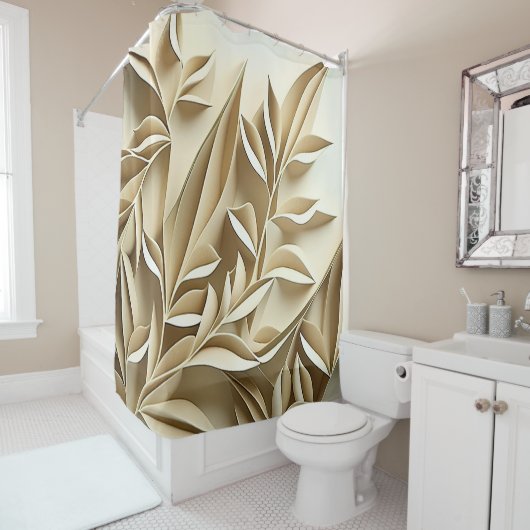 Rideau de douche 3D beige (En situation)