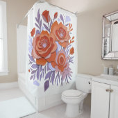 RIDEAU DE DOUCHE 3D BOHO Design Rétro Violet Orang (En situation)