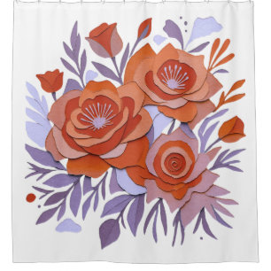 RIDEAU DE DOUCHE 3D BOHO Design Rétro Violet Orang