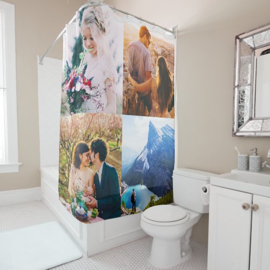 Rideau de douche 4 bordure photo Impression (En situation)