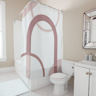 Rideau de douche à arche abstraite rose poussiéreu