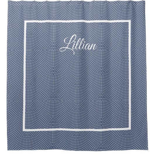 Rideau de douche à arches bleues avec monogramme (Devant)
